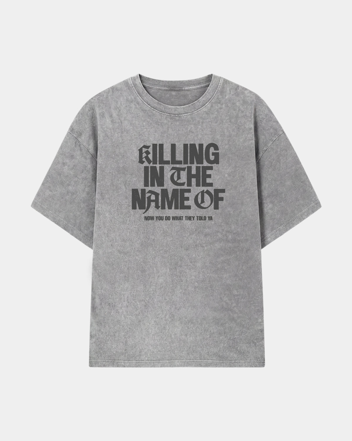 Remera Rage against the machine Oversize | Gris Stone Wash | mockup
