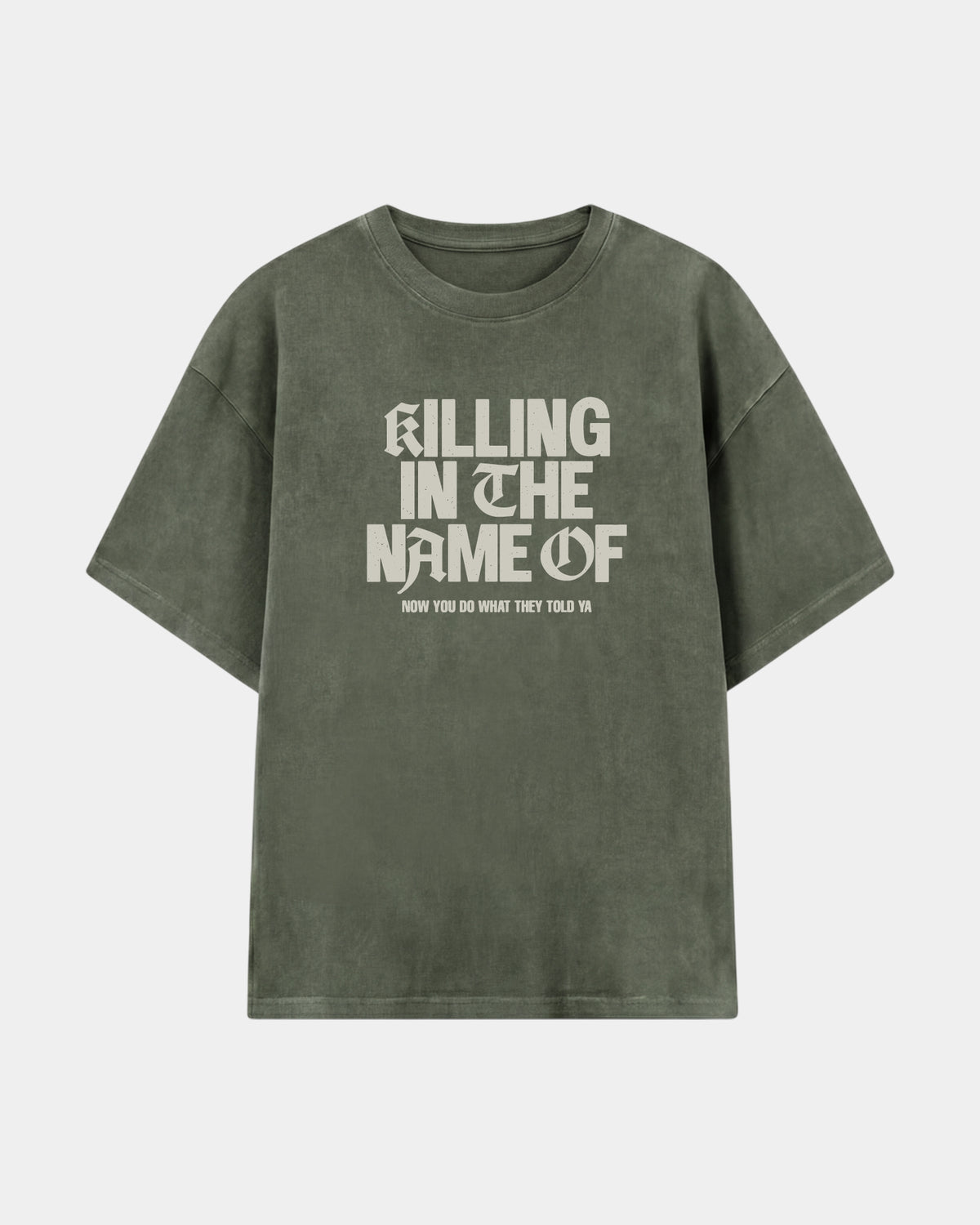 Remera Rage against the machine Oversize | Verde Stone-Wash | mockup