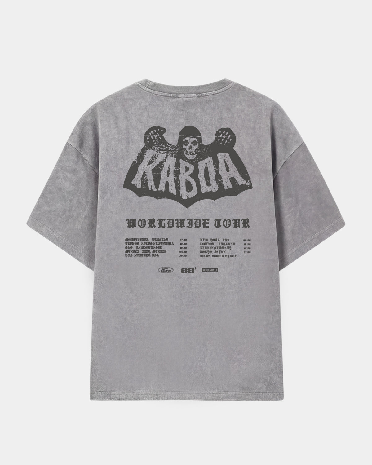 Remera Kaboa Oversize | Gris Stone Wash | mockup espalda
