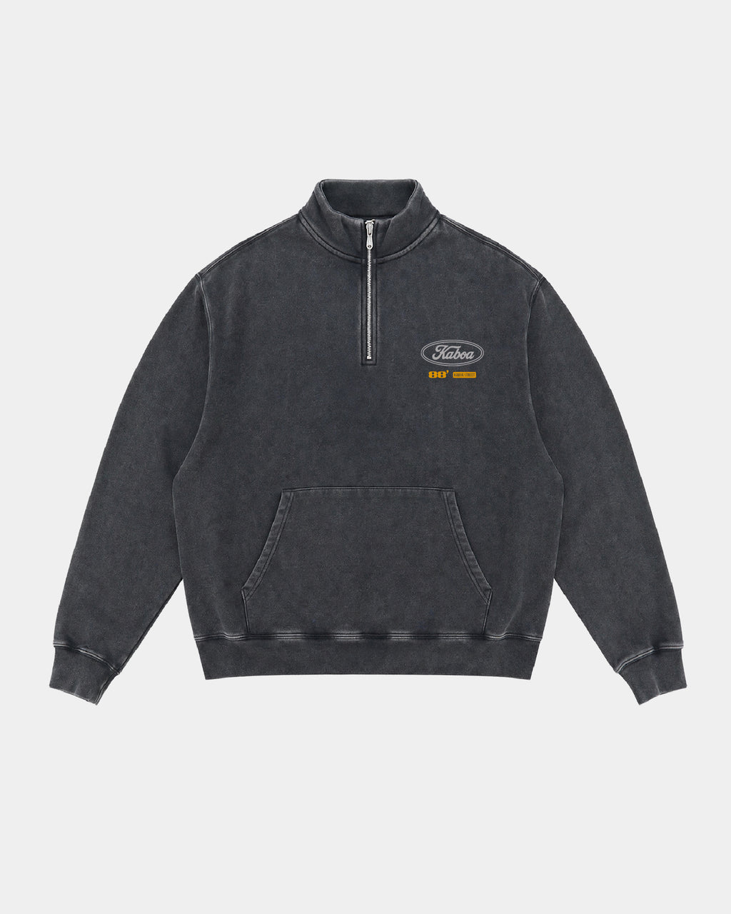 Half Zip Kaboa | Negro Stone Wash | mockup frente