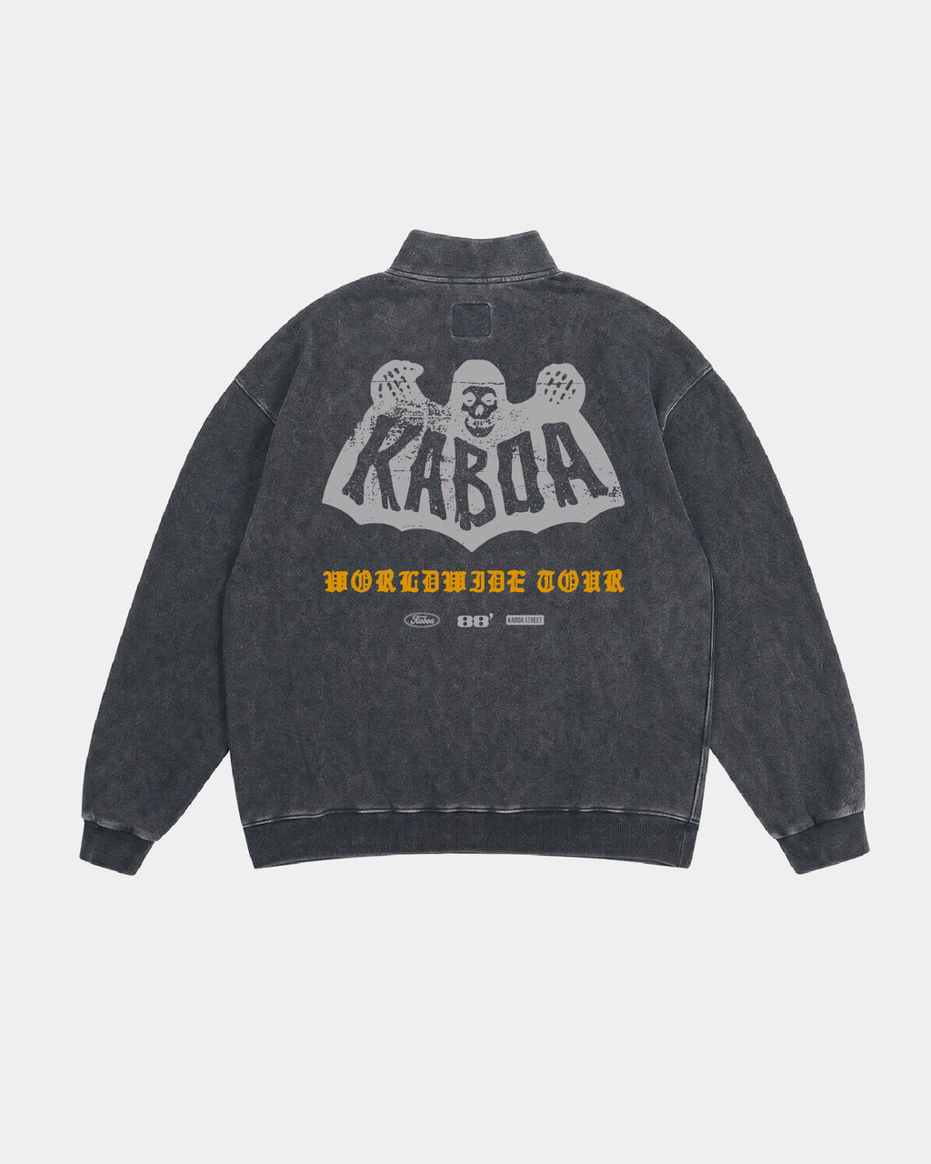 Half Zip Kaboa | Negro Stone Wash | mockup espalda
