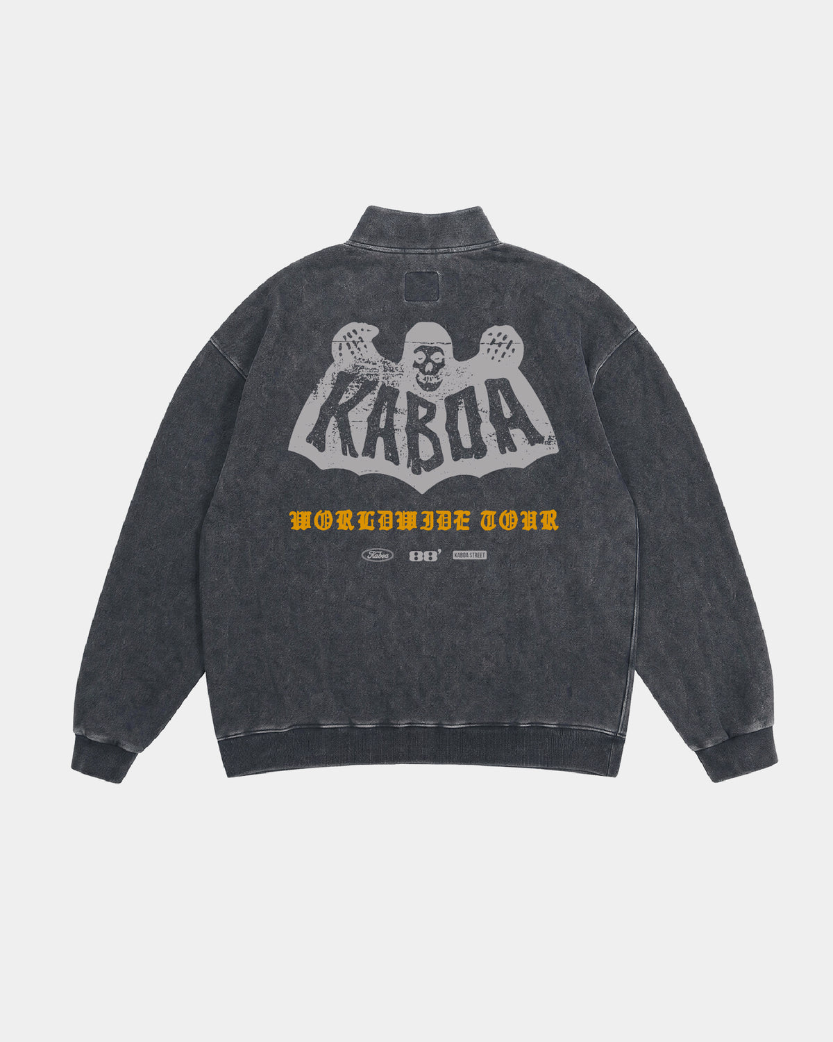 Half Zip Kaboa | Negro Stone Wash | mockup espalda