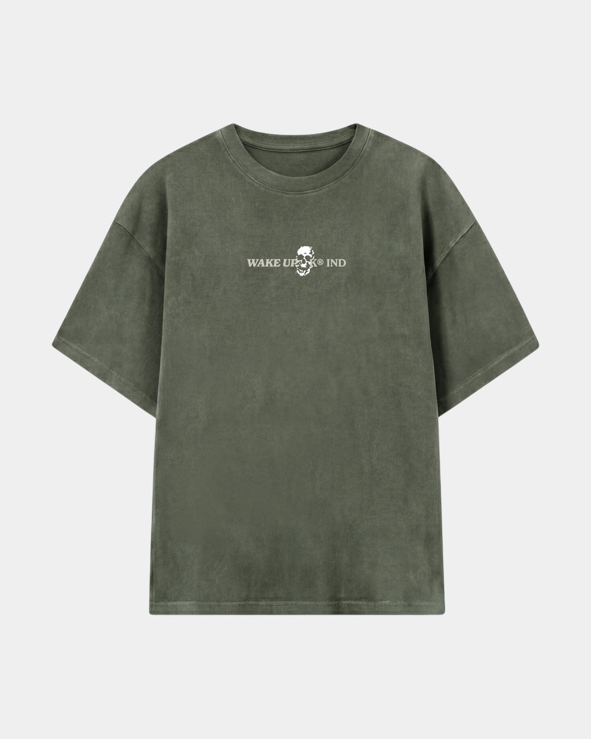 Remera Ataud Oversize | Verde Stone-Wash | mockup frente
