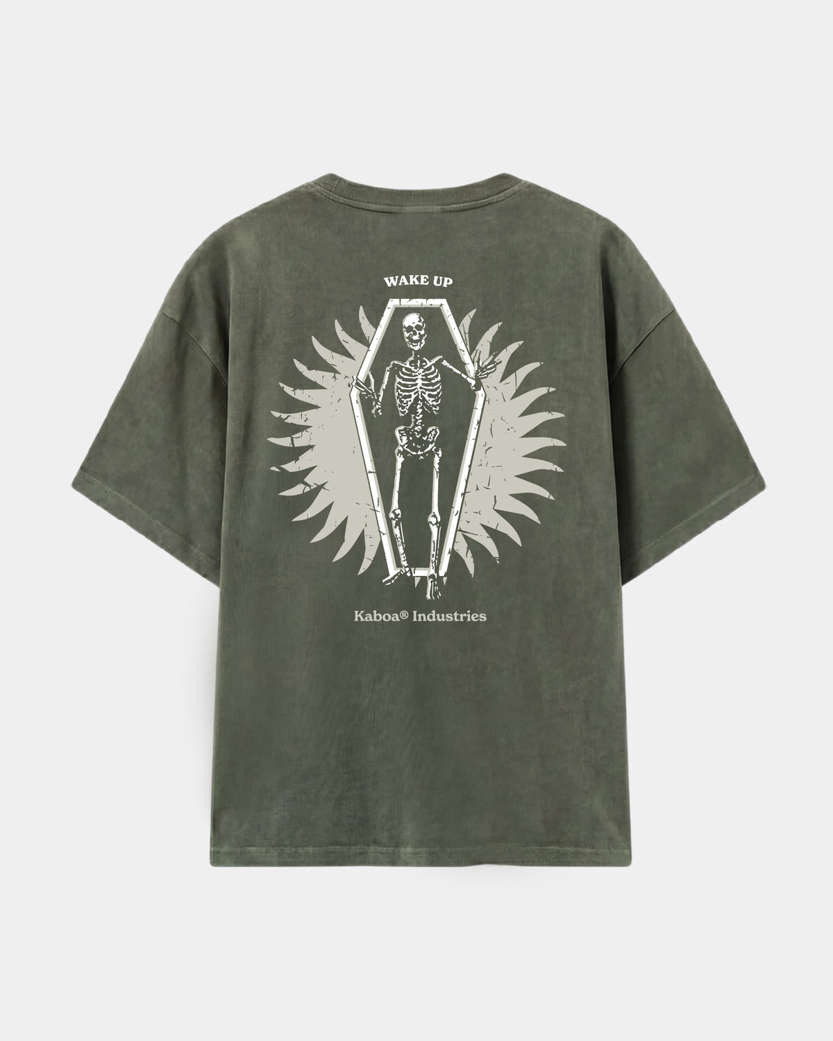 Remera Ataud Oversize | Verde Stone-Wash | mockup espalda