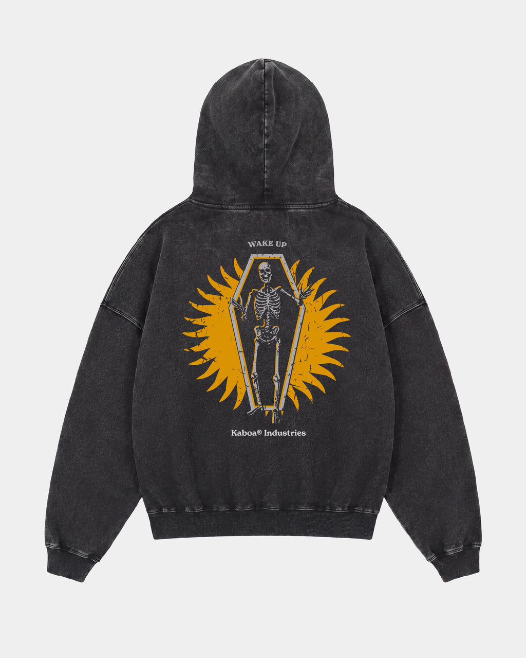 Hoodie Ataud | Negro Stone Wash | mockup espalda