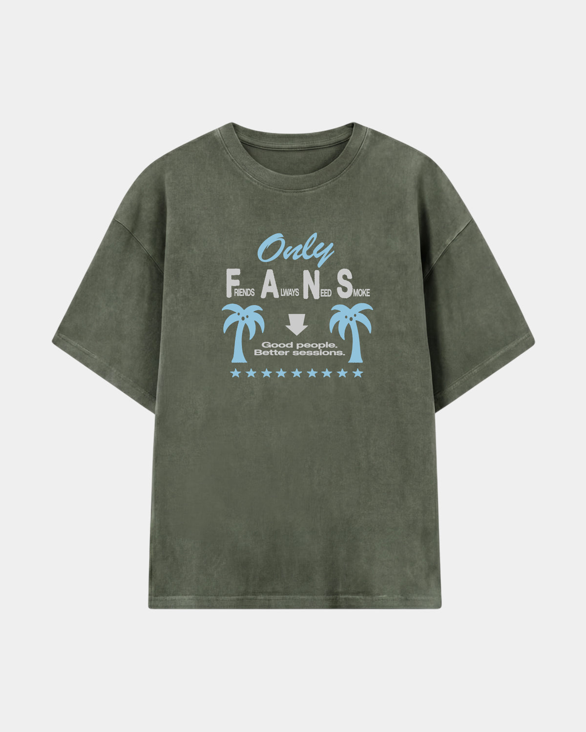 Remera Only Fans Oversize | Verde Stone-Wash | mockup