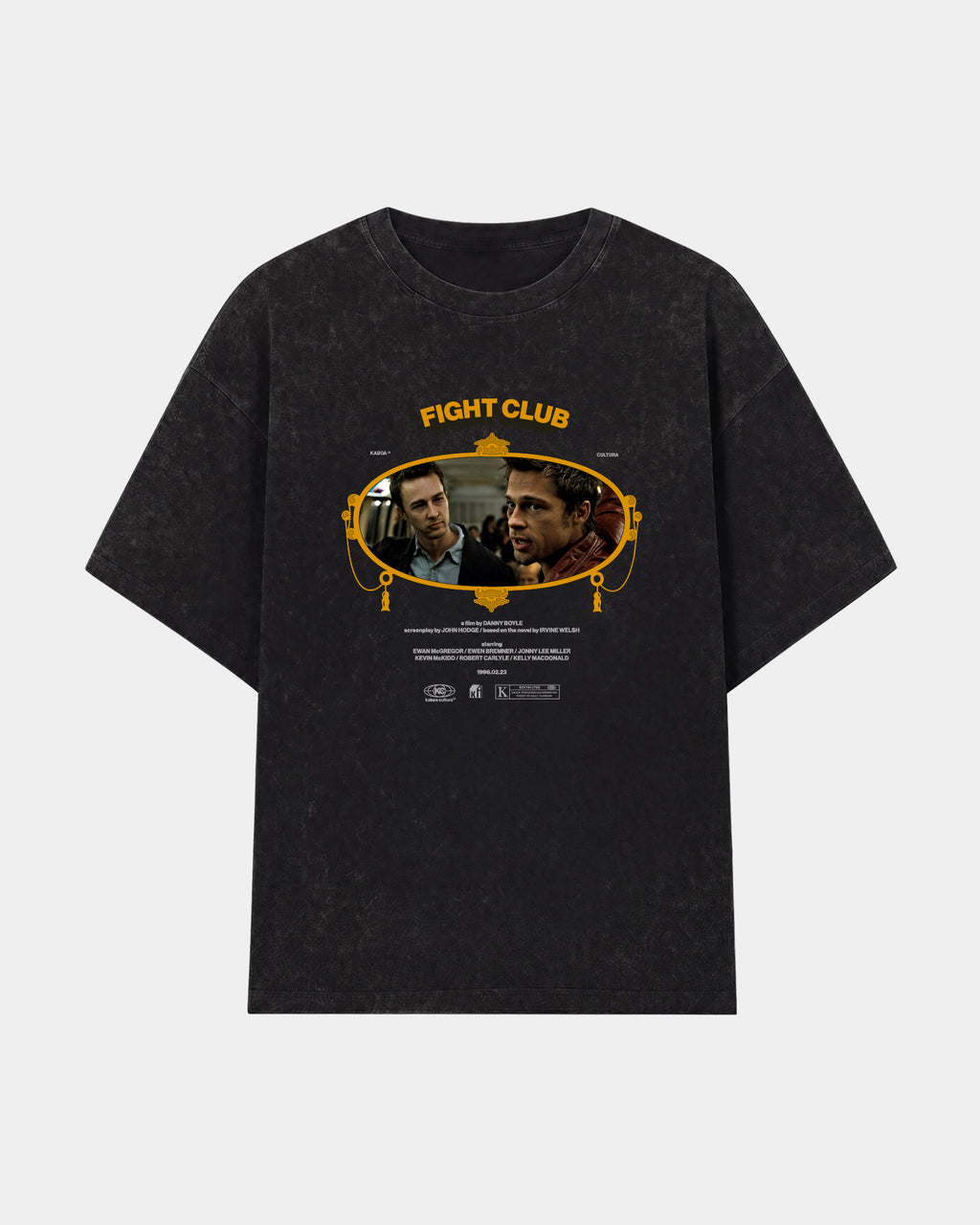 Remera Fight Club Oversize | Negro Stone Wash | mockup