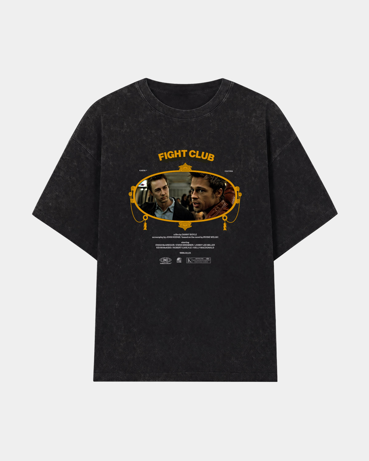 Remera Fight Club Oversize | Negro Stone Wash | mockup