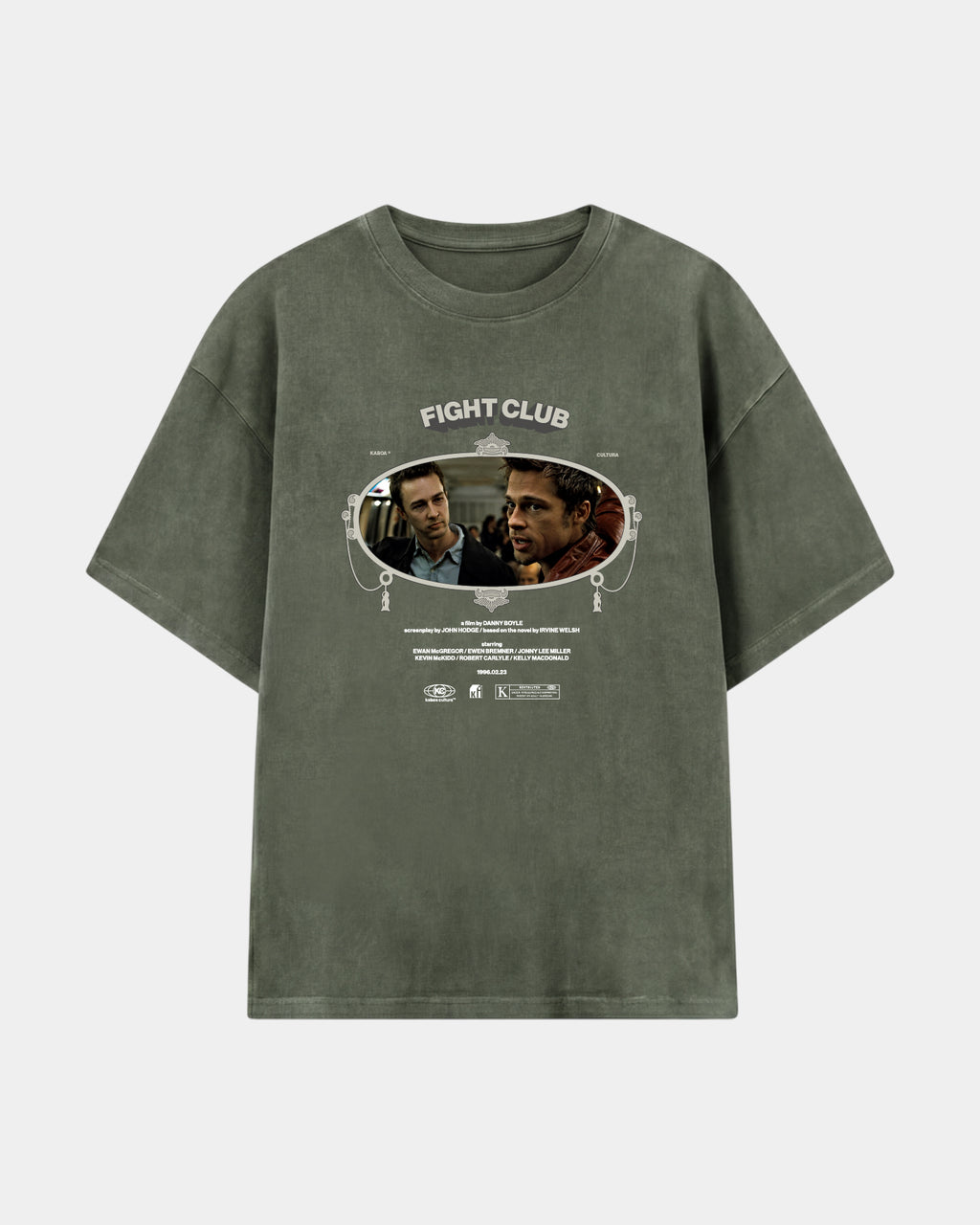 Remera Fight Club Oversize | Verde Stone-Wash | mockup