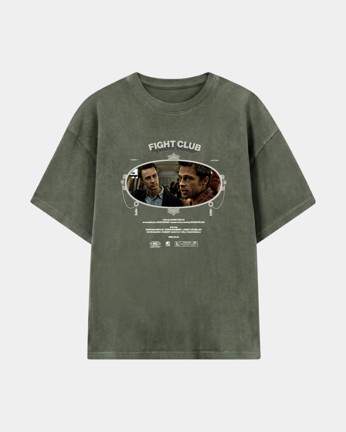 Remera Fight Club Oversize | Verde Stone-Wash | mockup