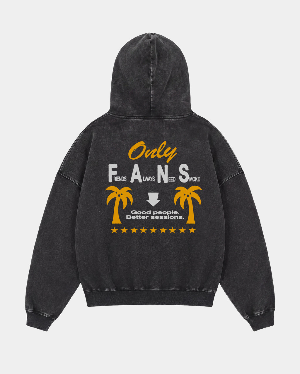 Hoodie Only Fans Negro Stone Wash - espalda