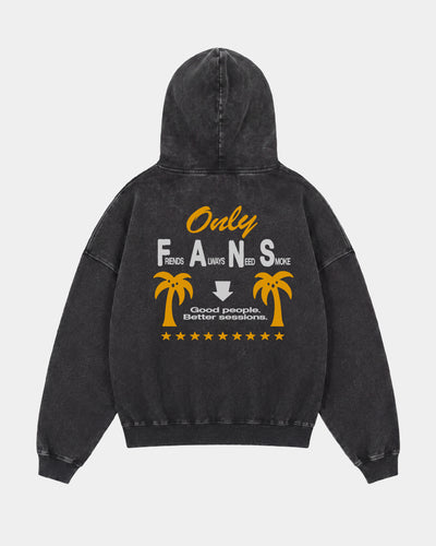 Hoodie Only Fans Negro Stone Wash - espalda