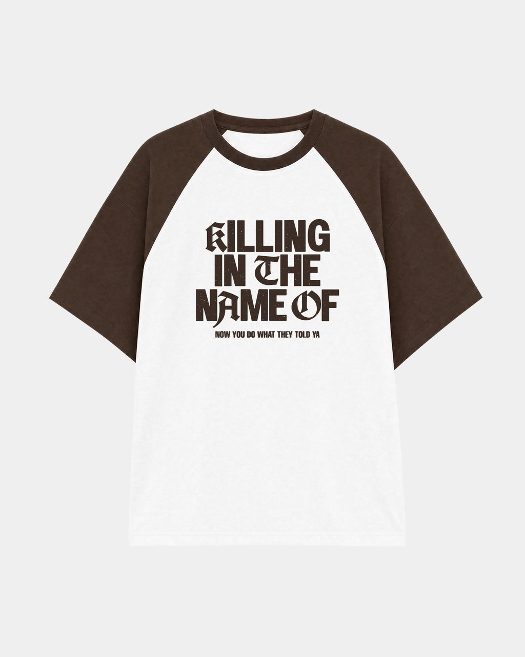 Remera Rage Against The Machine Raglan | Marrón | mockup frente