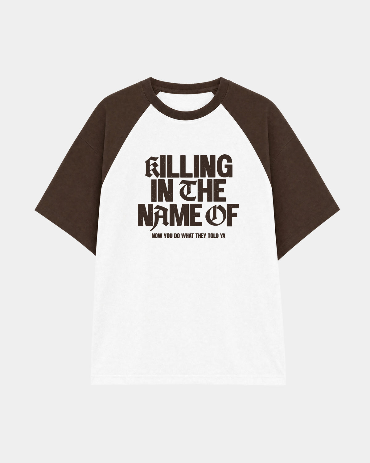 Remera Rage Against The Machine Raglan | Marrón | mockup frente