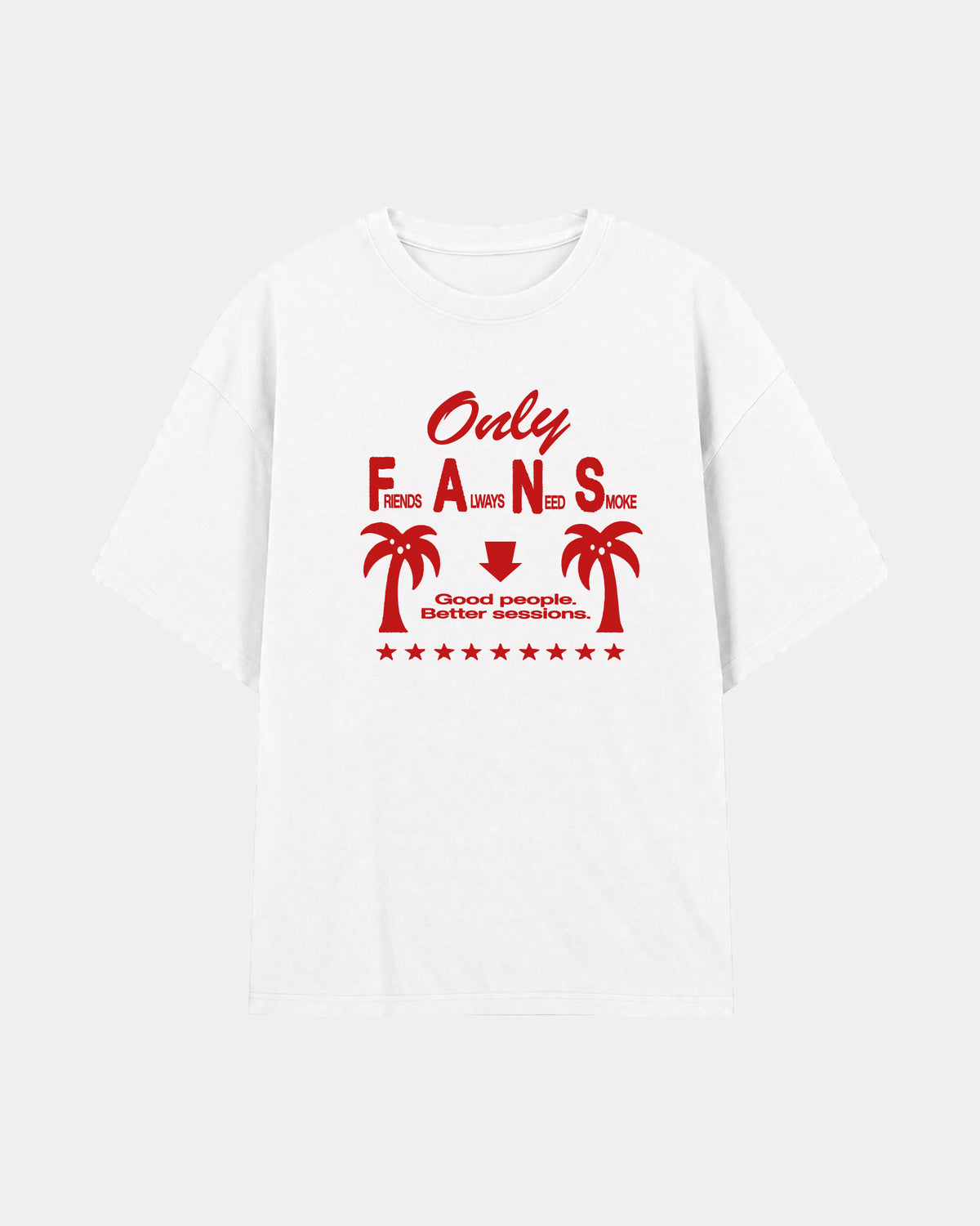 Remera Only Fans Oversize | Blanco | mockup frente