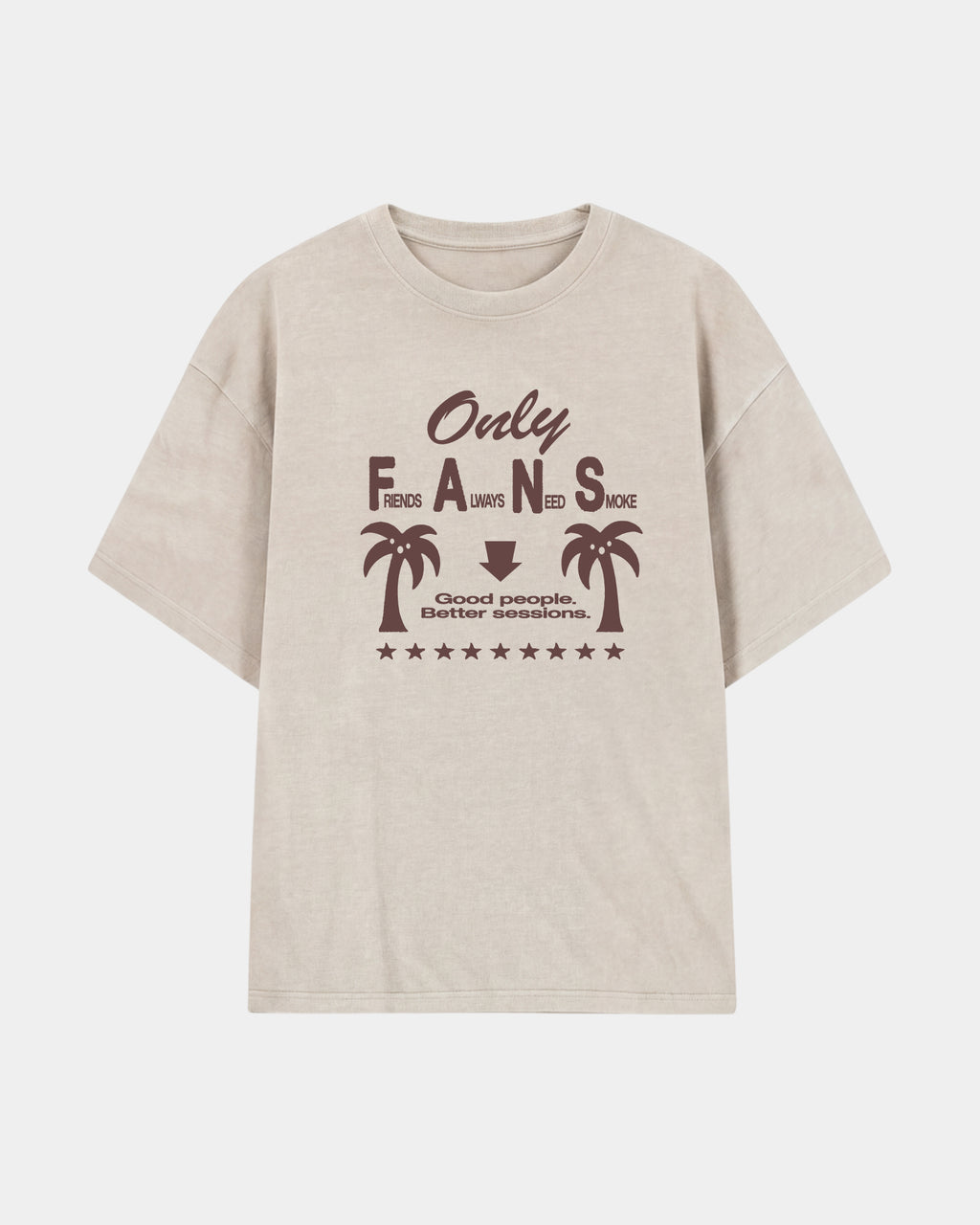 Remera Only Fans Oversize | Beige | mockup frente