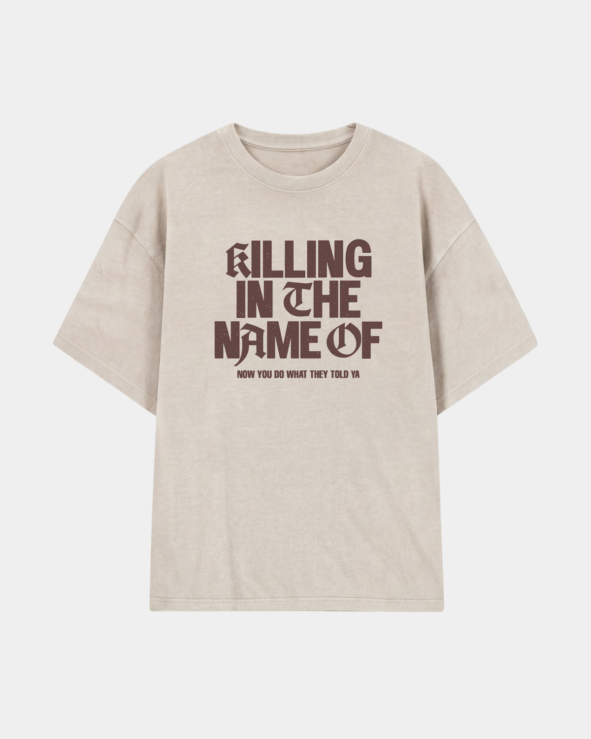 Remera Rage against the machine Oversize | Beige | mockup frente