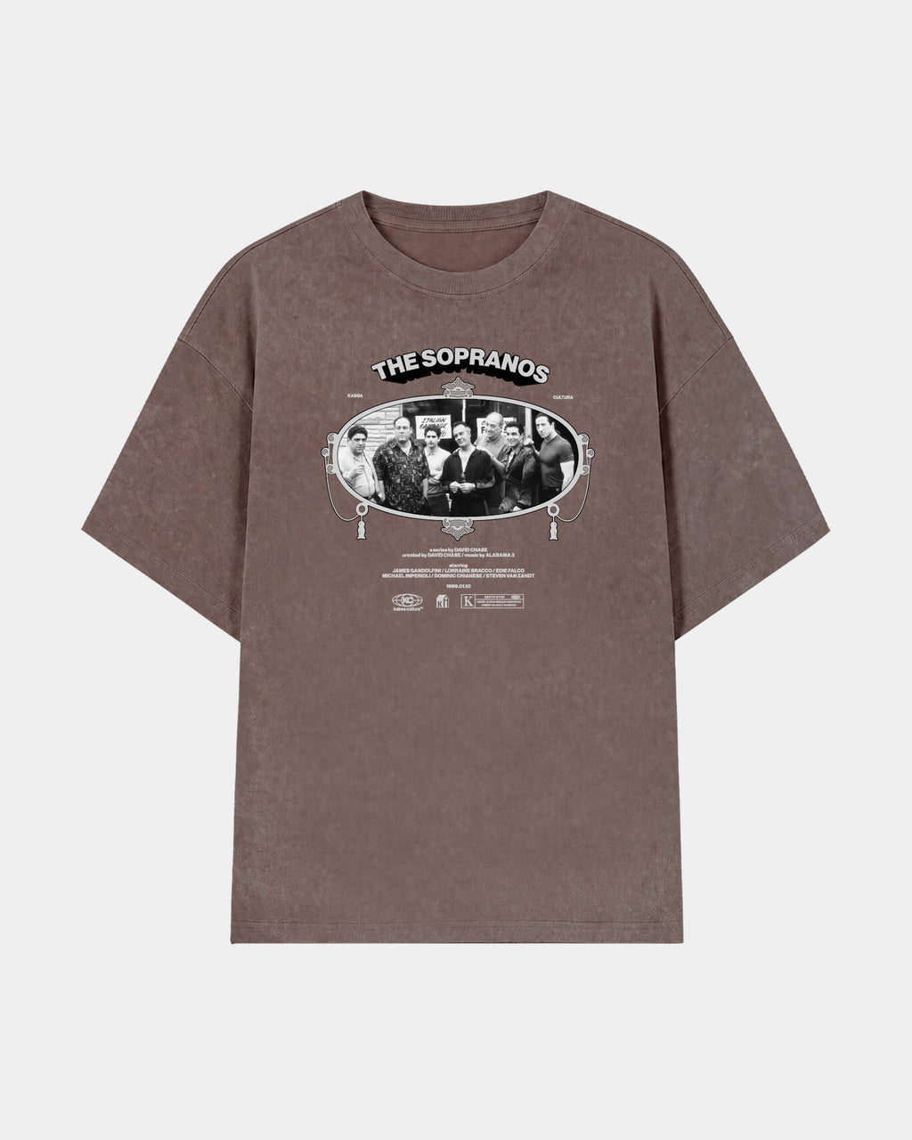Remera Sopranos Oversize Marrón Stone-Wash - frente