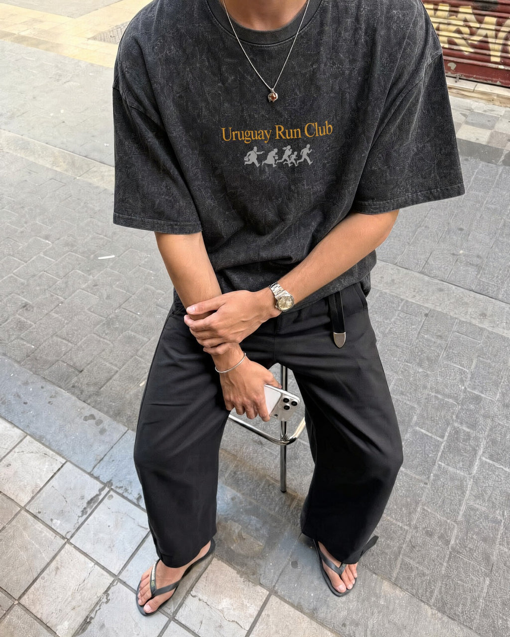 Remera Maratón Oversize | Negro Stone Wash | 1