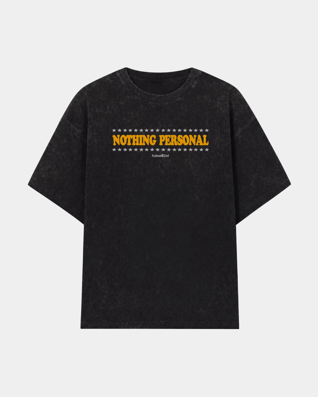 Remera Nada Personal Oversize Negro Stone Wash - frente