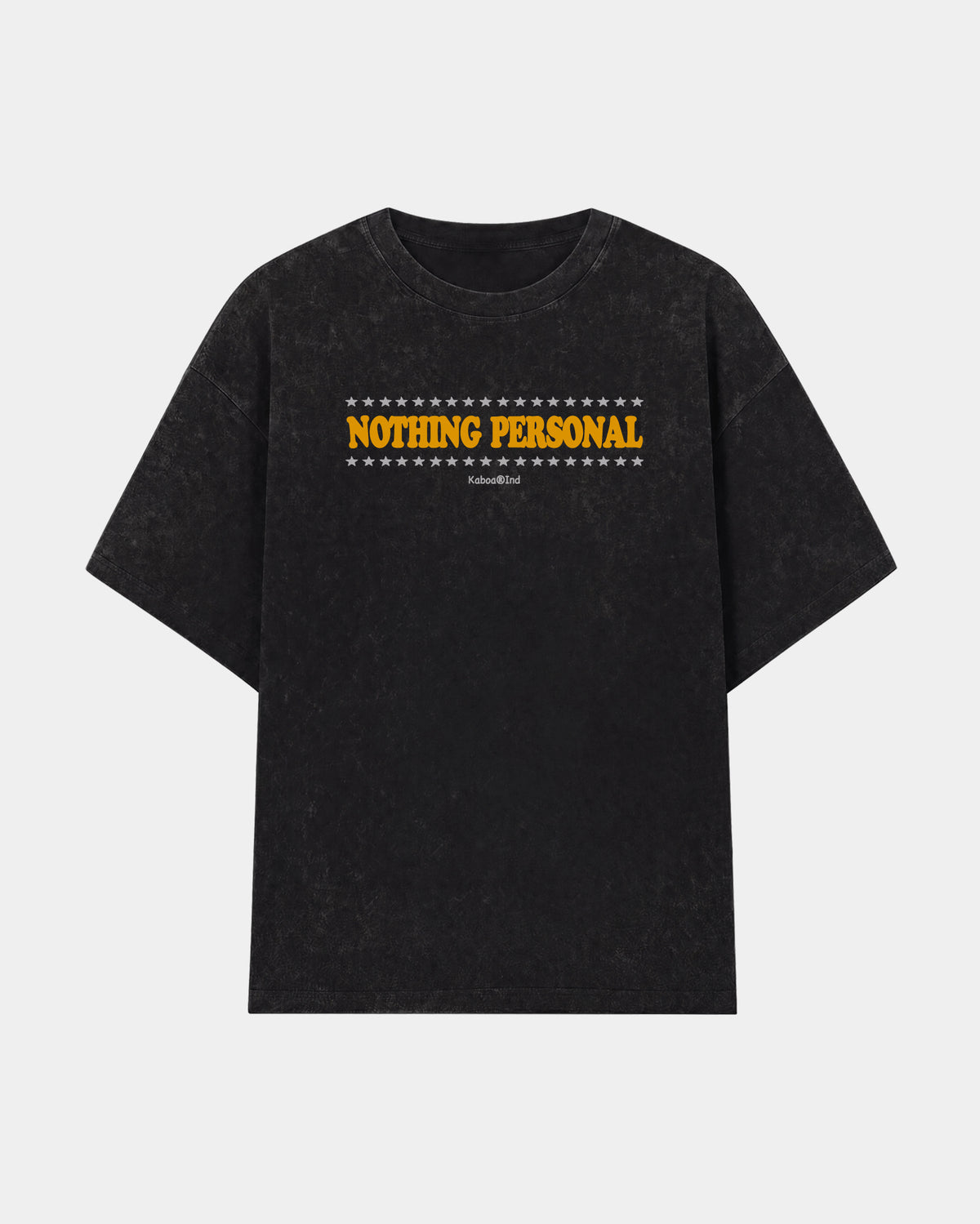 Remera Nada Personal Oversize Negro Stone Wash - frente