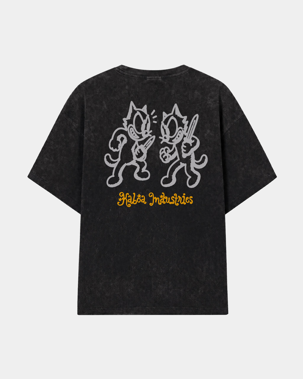 Remera Nada Personal Oversize Negro Stone Wash - espalda
