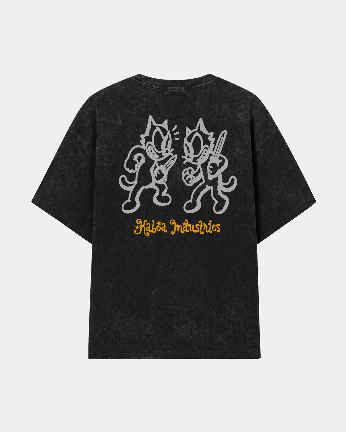 Remera Nada Personal Oversize Negro Stone Wash - espalda