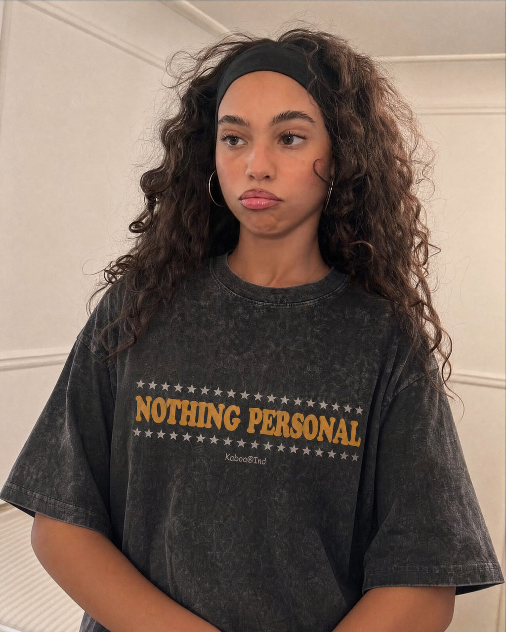 Remera Nada Personal Oversize | Negro Stone Wash | 3