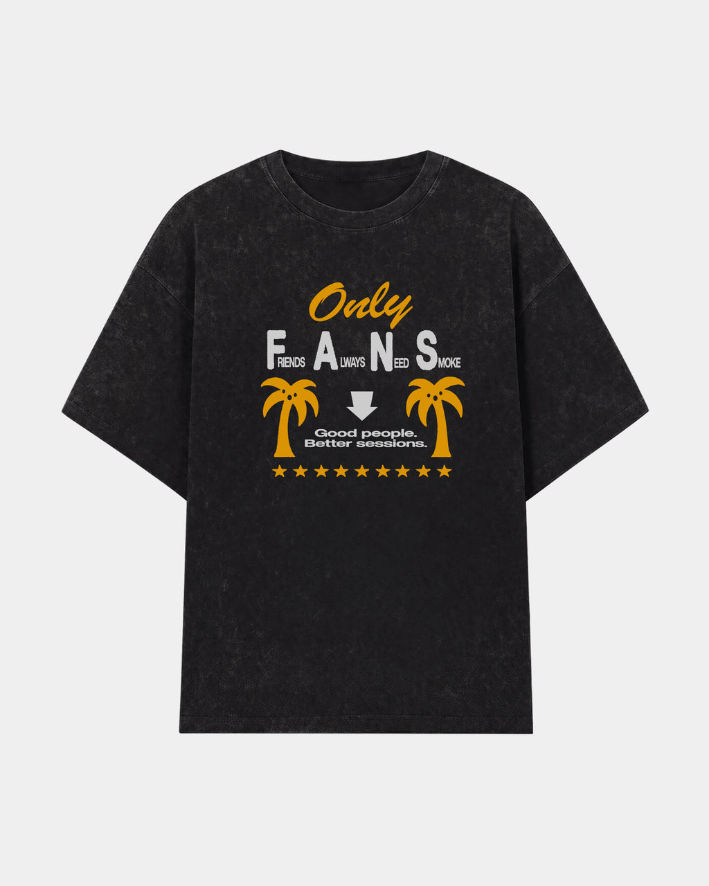 Remera Only Fans Oversize | Negro Stone Wash | mockup frente