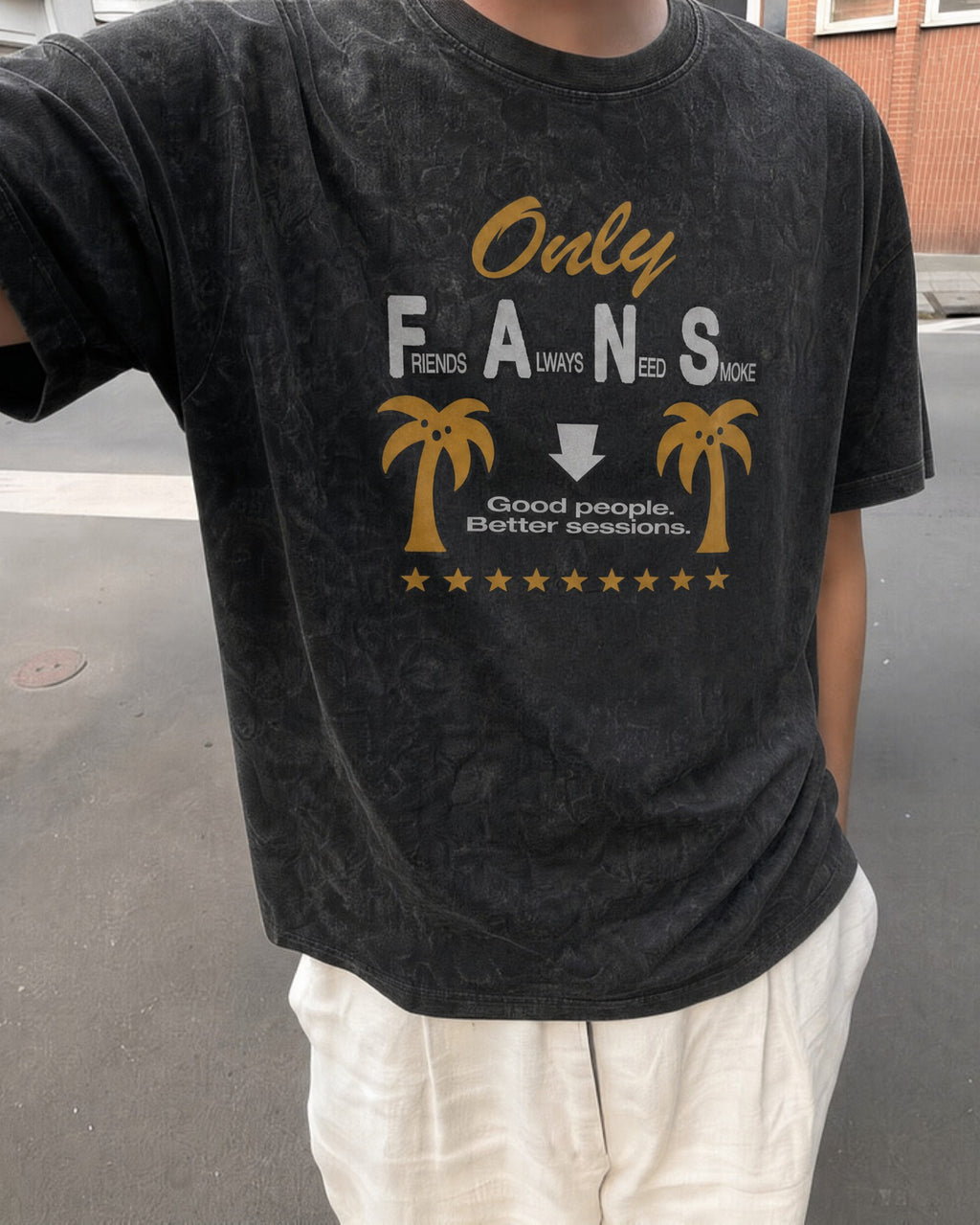 Remera Only Fans Oversize | Negro Stone Wash | 1