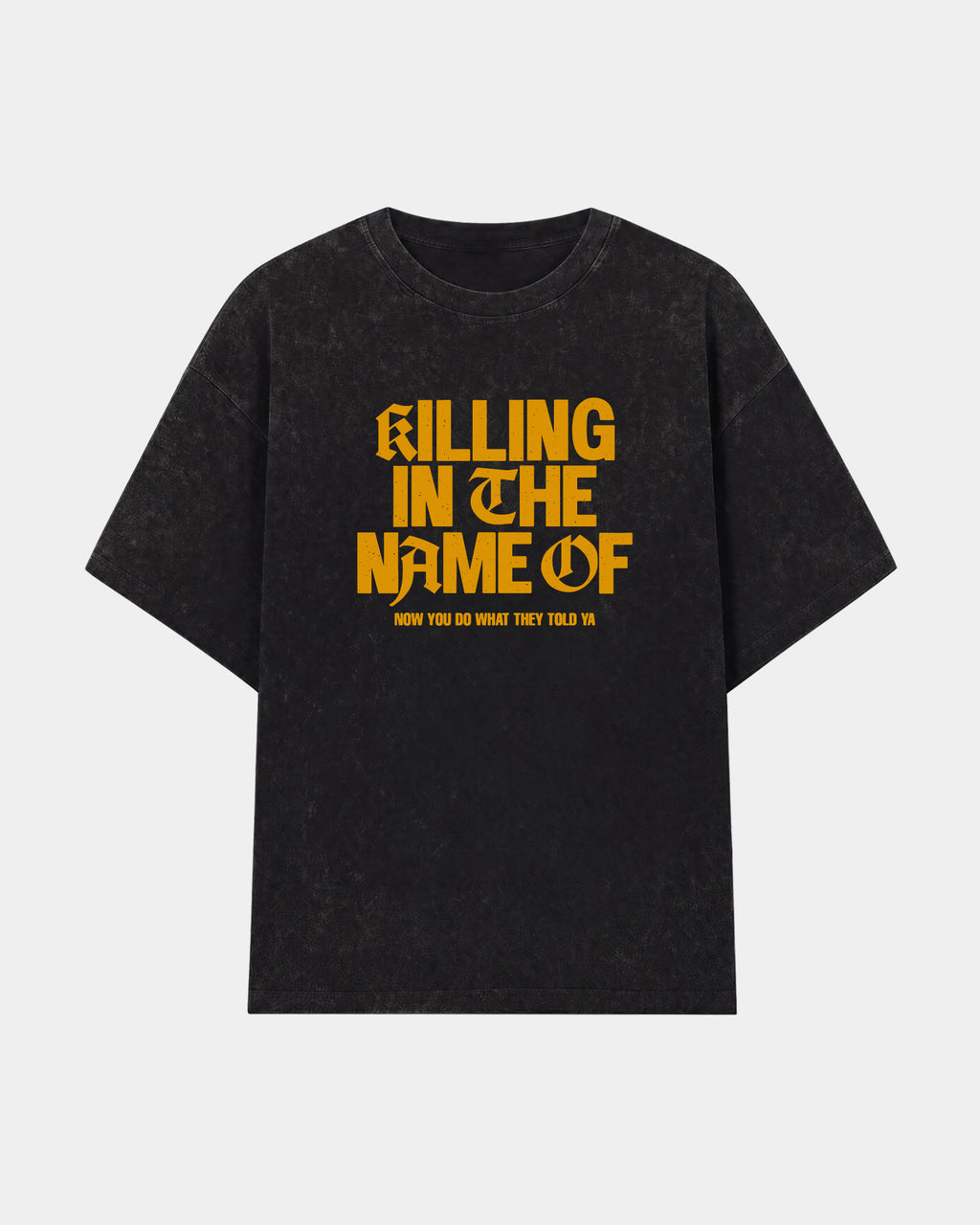 Remera Rage against the machine Oversize | Negro Stone Wash | mockup frente