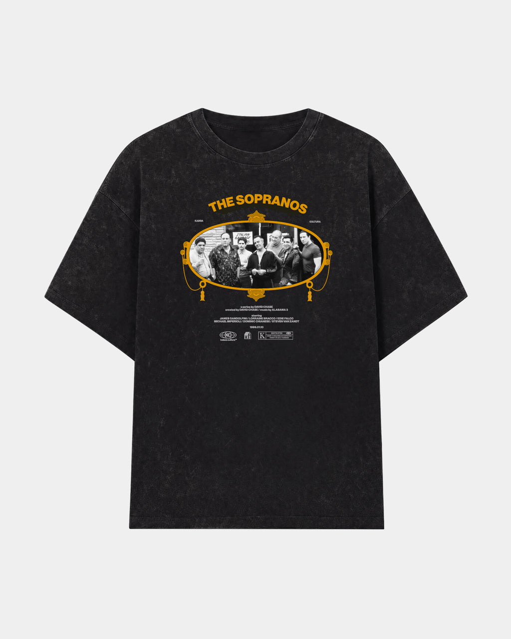 Remera Sopranos Oversize Negro Stone Wash - frente