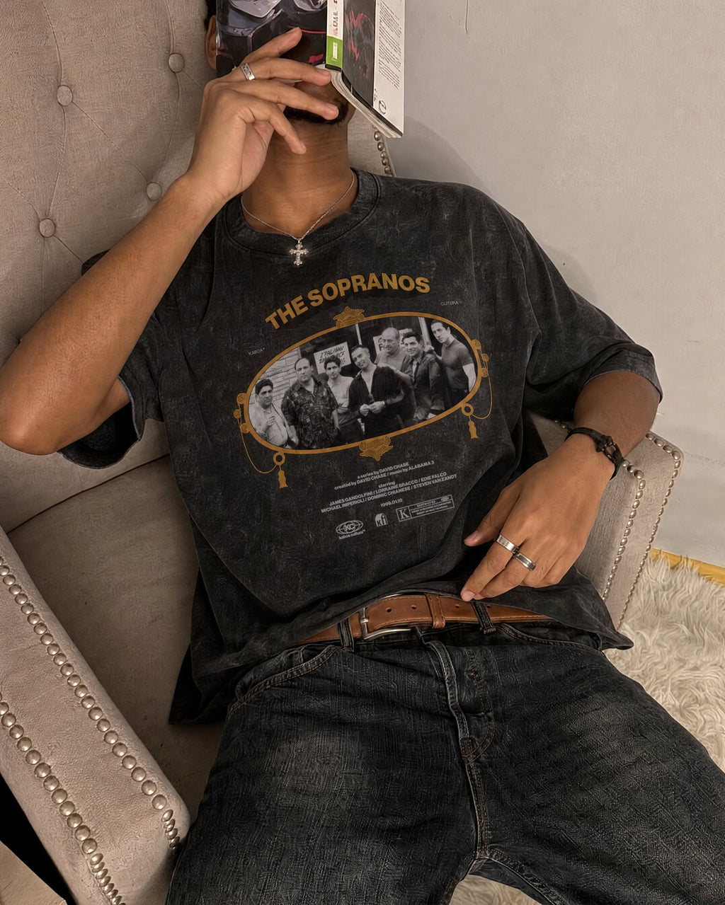 Remera Sopranos Oversize | Negro Stone Wash | 4