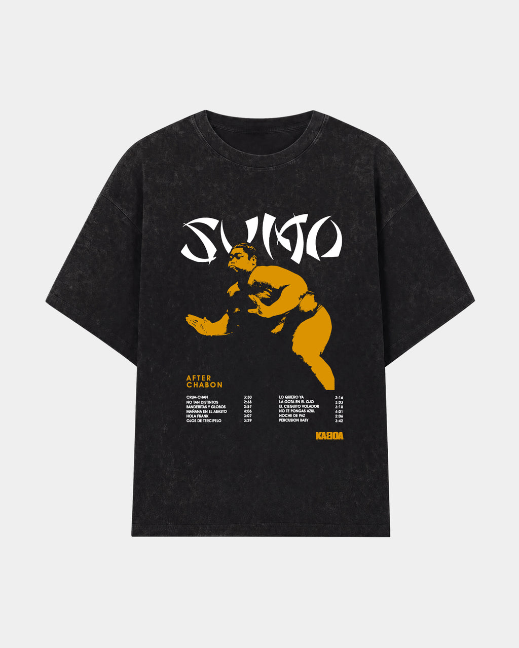 Remera Sumo Oversize | Negro Stone Wash | mockup frente
