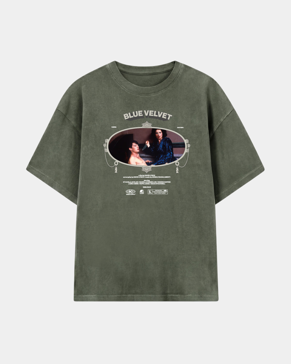Remera Blue Velvet Oversize Verde Stone-Wash - frente