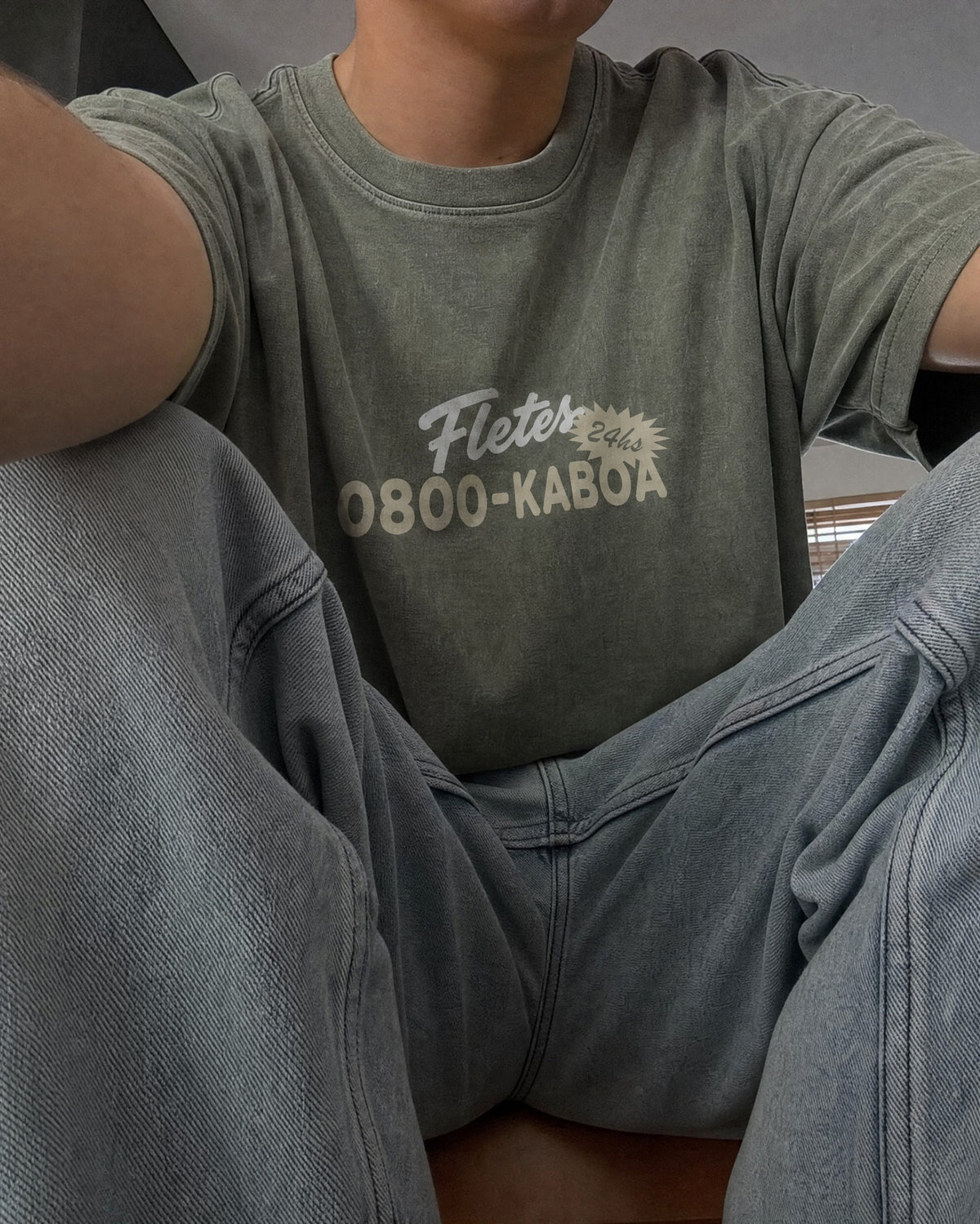 Remera Flete Oversize | Verde Stone-Wash | 4