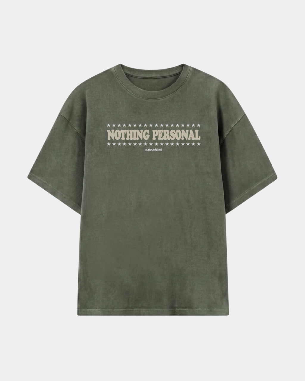 Remera Nada Personal Oversize Verde Stone-Wash - frente