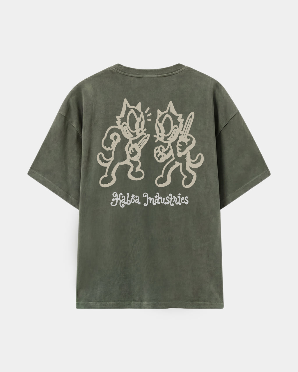Remera Nada Personal Oversize Verde Stone-Wash - espalda