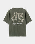 Remera Nada Personal Oversize Verde Stone-Wash - espalda