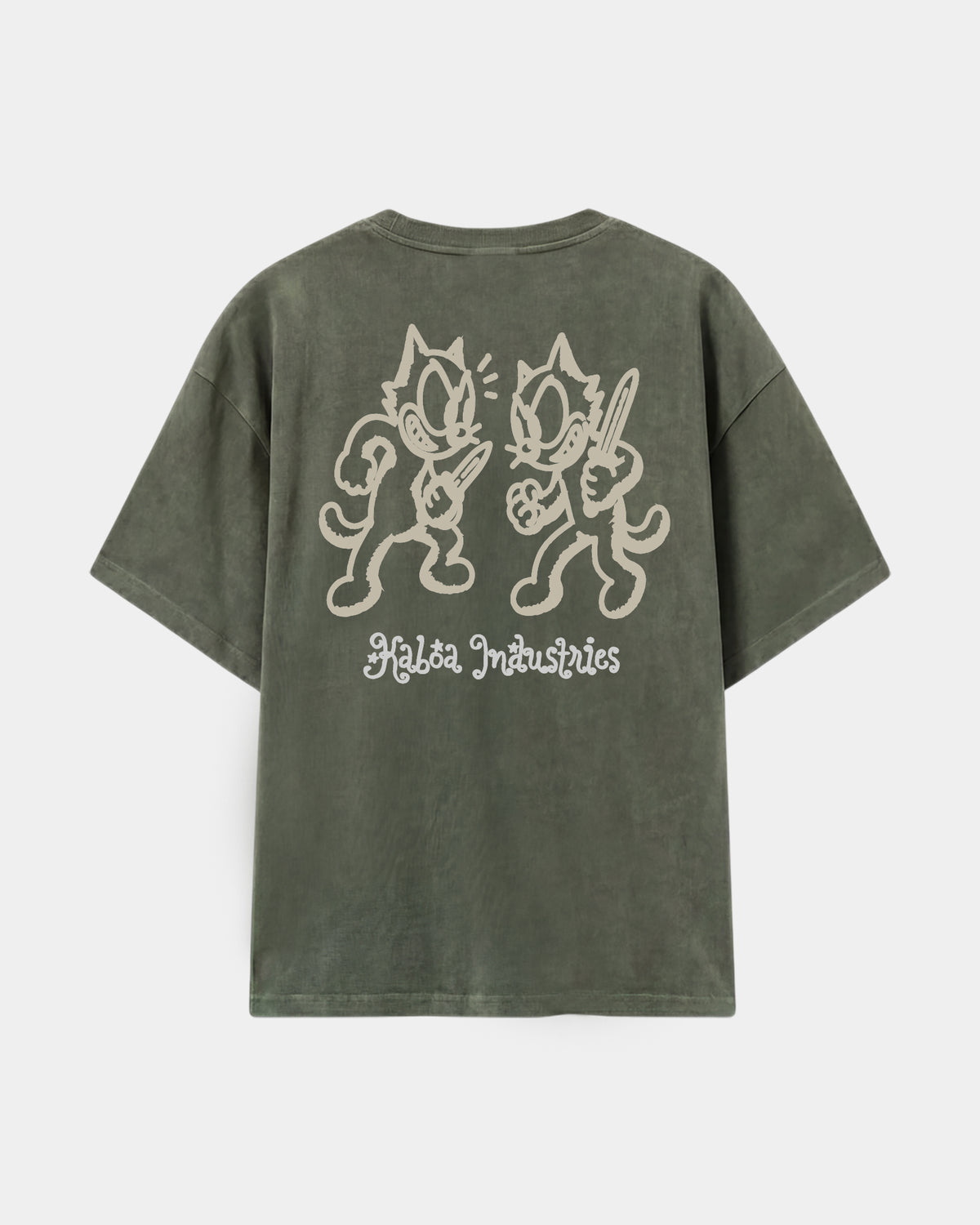 Remera Nada Personal Oversize Verde Stone-Wash - espalda