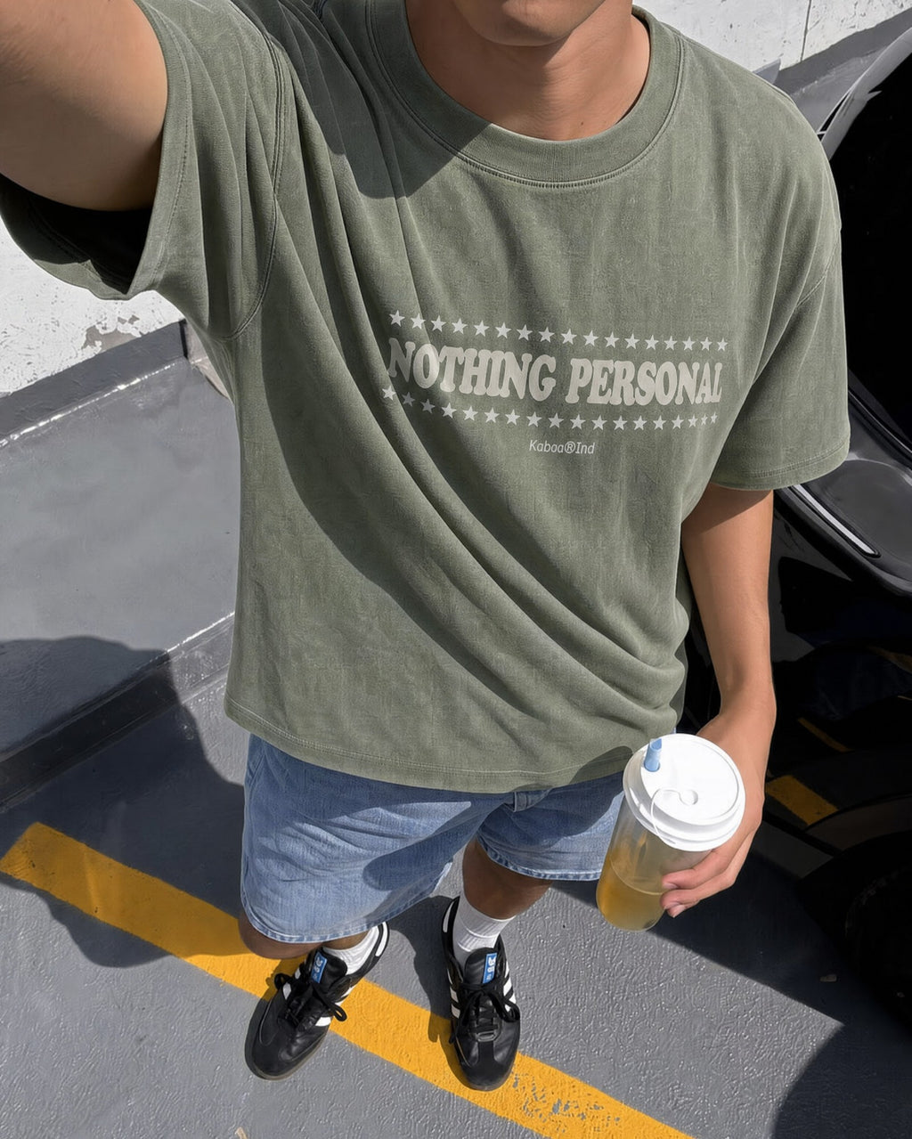Remera Nada Personal Oversize | Verde Stone-Wash | 1