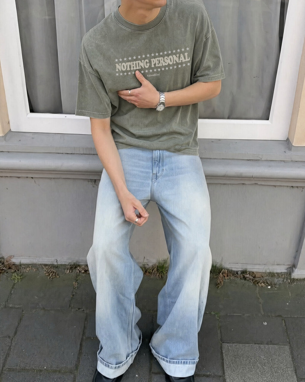 Remera Nada Personal Oversize | Verde Stone-Wash | 2