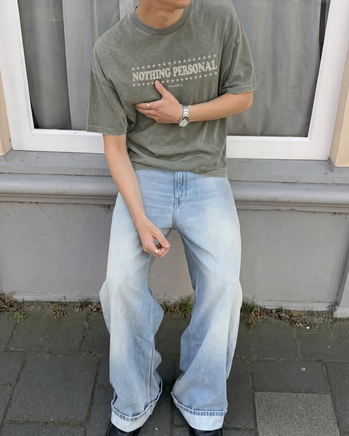 Remera Nada Personal Oversize | Verde Stone-Wash | 2