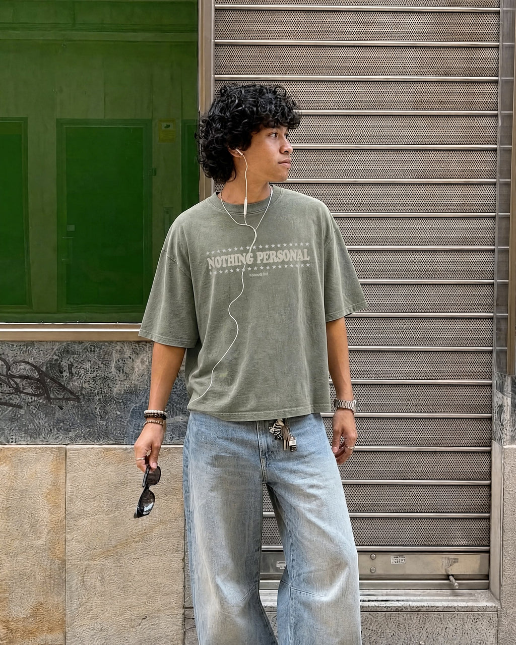 Remera Nada Personal Oversize | Verde Stone-Wash | 3