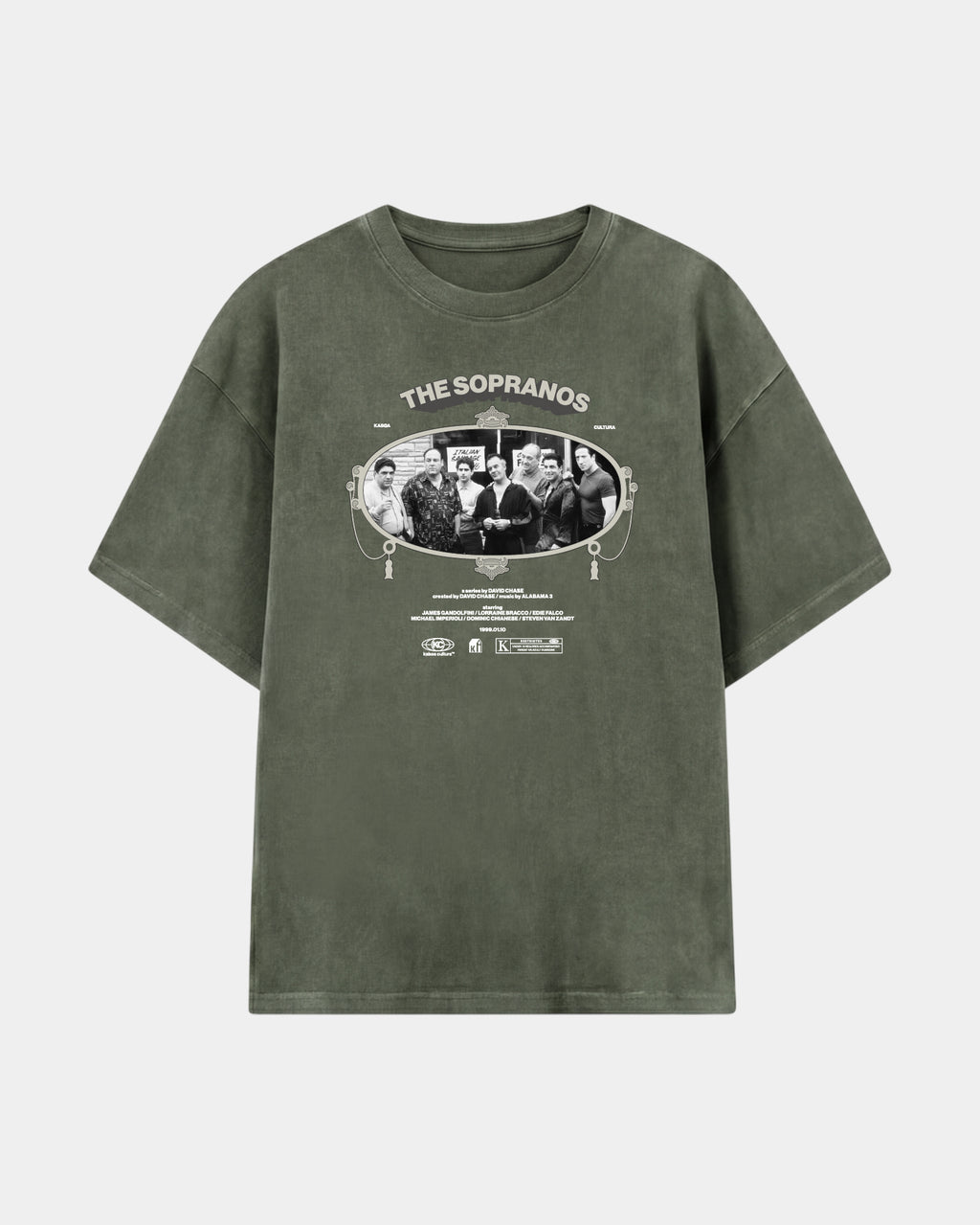 Remera Sopranos Oversize Verde Stone-Wash - frente
