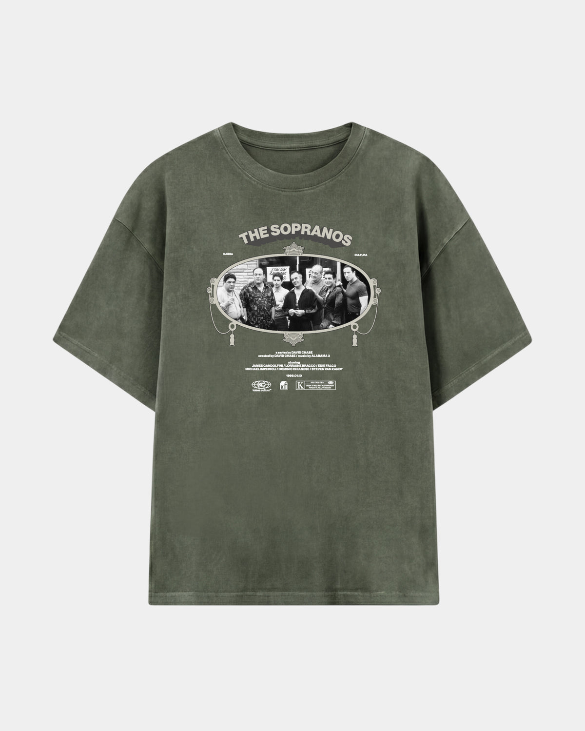 Remera Sopranos Oversize Verde Stone-Wash - frente