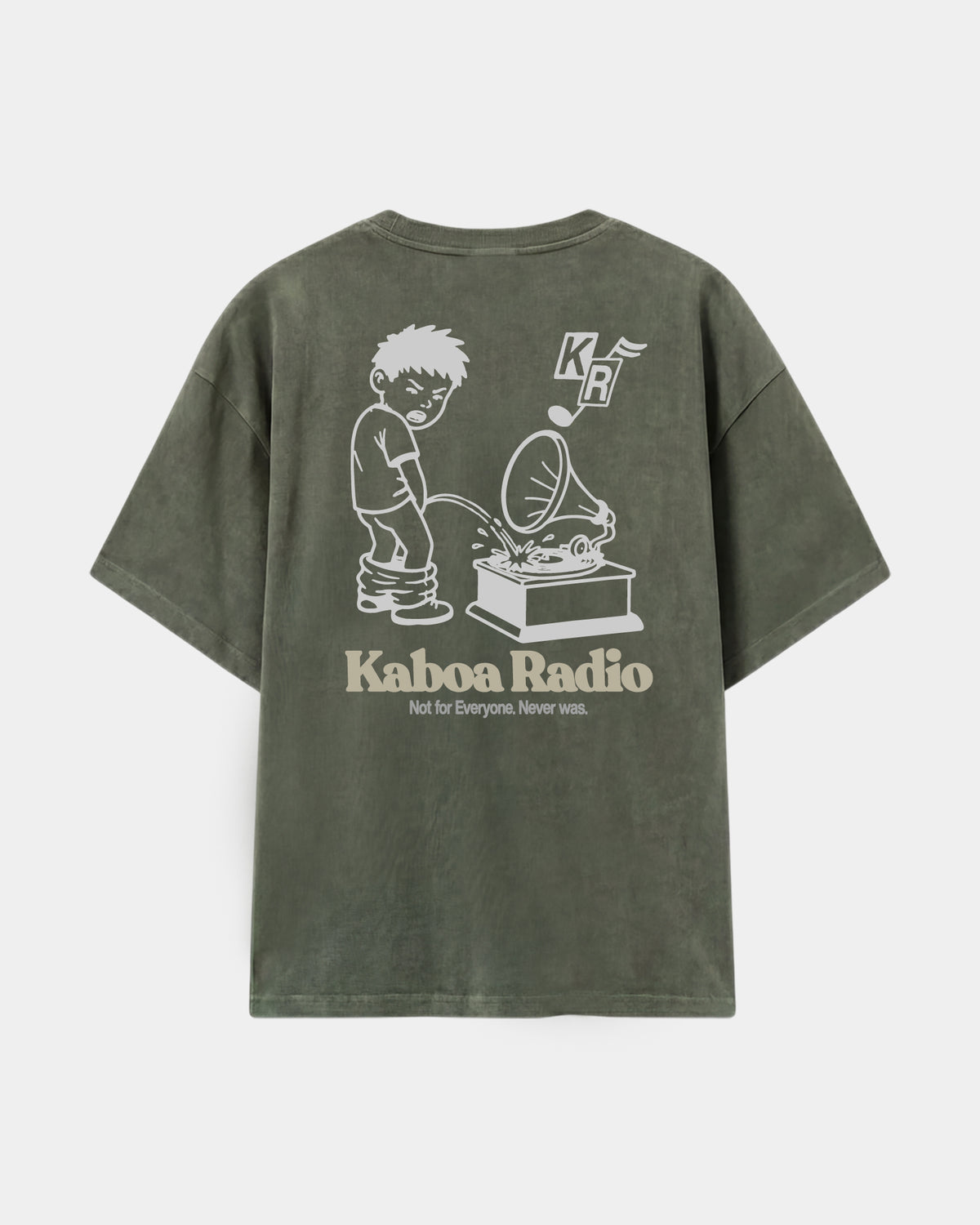 Remera Street Sound Oversize Verde Stone-Wash - espalda