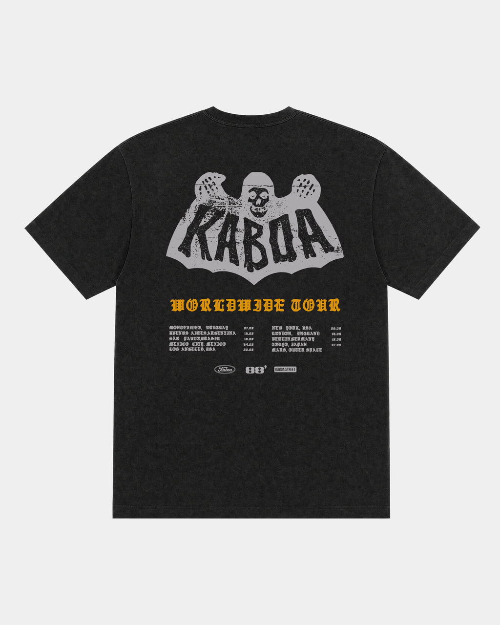 Remera Kaboa Regular | Negro Stone Wash | mockup espalda