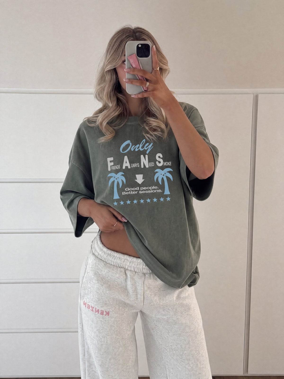 Remera Only Fans Oversize | Verde Stone-Wash | 1