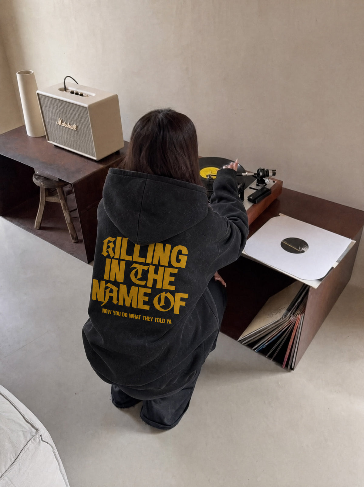 Hoodie Rage Against The Machine | Negro Stone Wash | 1